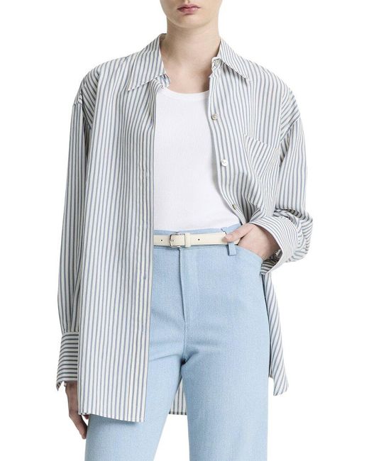 Vince Blue Furrow Stripe Button Down Shirt