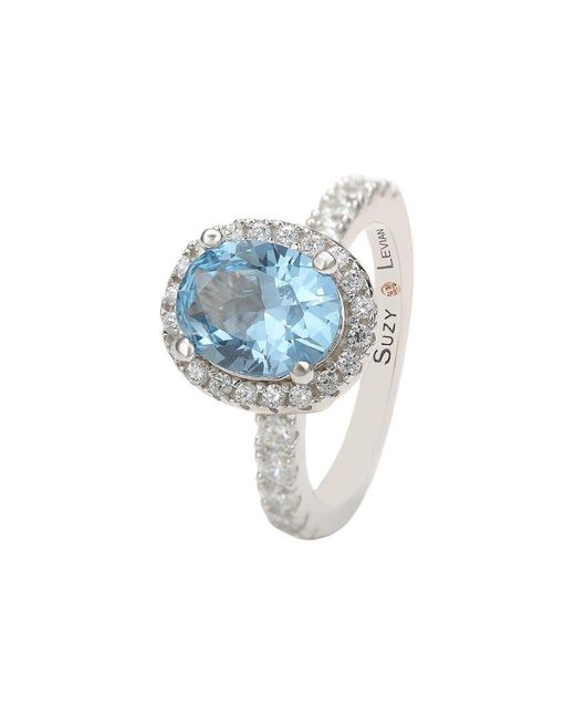 Suzy Levian CZ Jewelry White Suzy Levian Cz Halo Ring