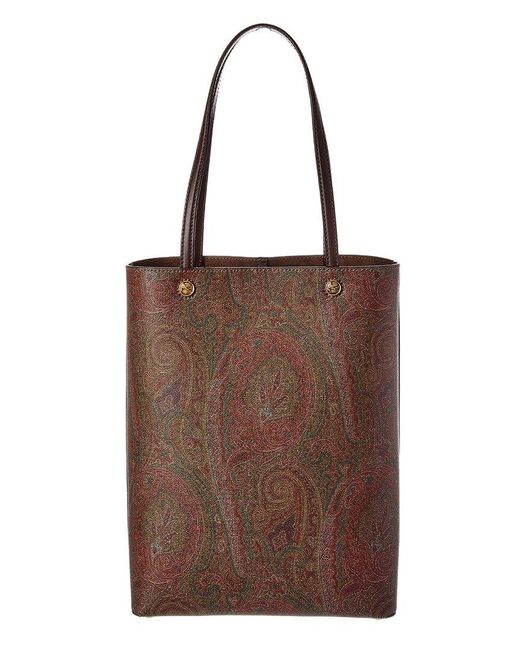Etro Brown Coated Canvas & Leather Tote for men