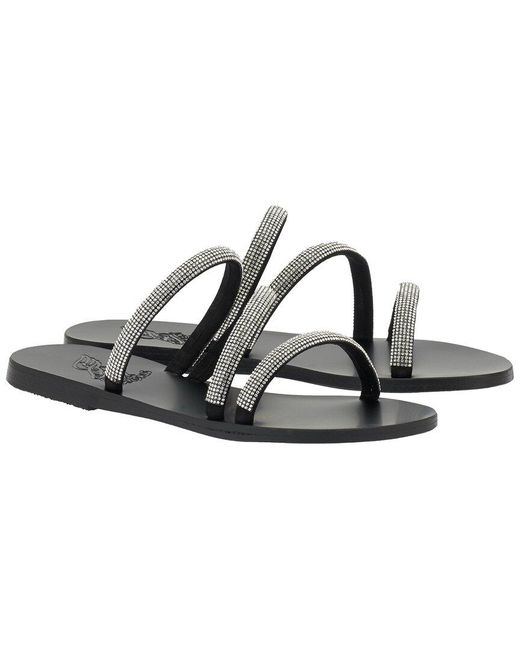 Ancient Greek Sandals Black Polytimi Diamante Sandal