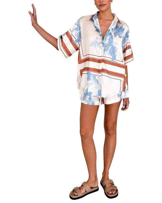 LEON GORI White Leon 2Pc Shirt & Short Set