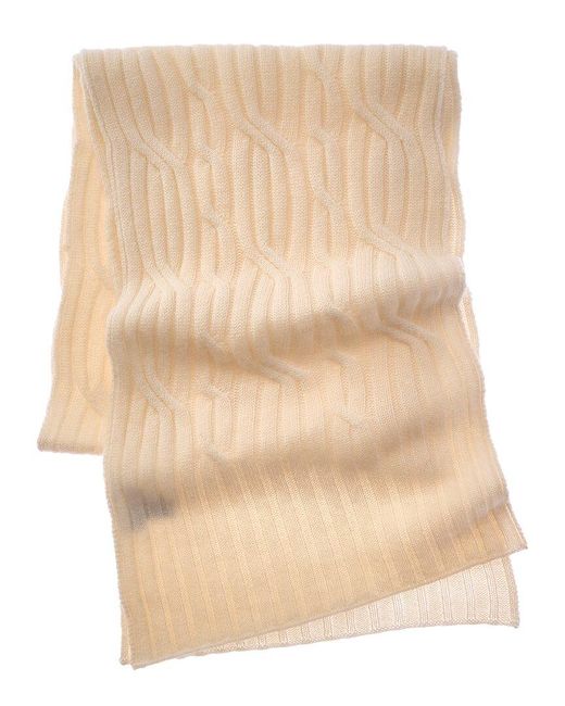 Hannah Rose Natural Wide Cable Cashmere Scarf