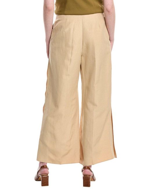 Lafayette 148 New York Natural Franklin Silk & Linen-blend Wide Leg Ankle Pant