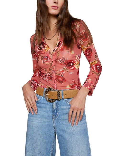 L'Agence Red Indiana Knit Tops