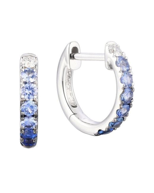 Gregg Ruth Blue 14K 0.47 Ct. Tw. Diamond & Sapphire Huggie Earring