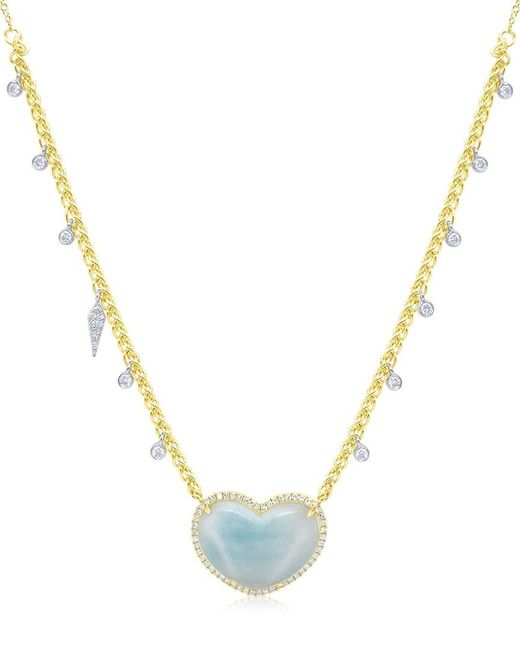 Meira T Metallic 14K 6.92 Ct. Tw. Diamond & Larimar Larimar Heart Necklace