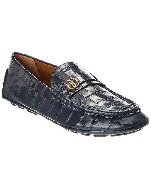 Bally Blue Keeper Croc-Embossed Leather Loafer for men