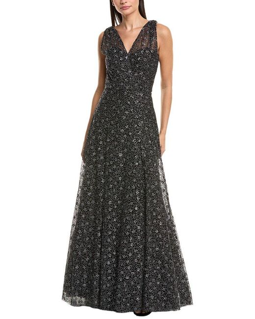 Amsale Black Sequin Tulle Gown
