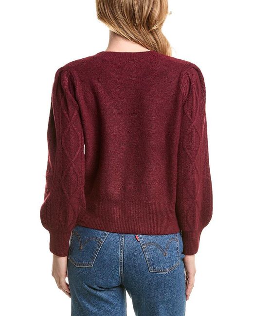1.STATE Red Variegated Cable Sweater