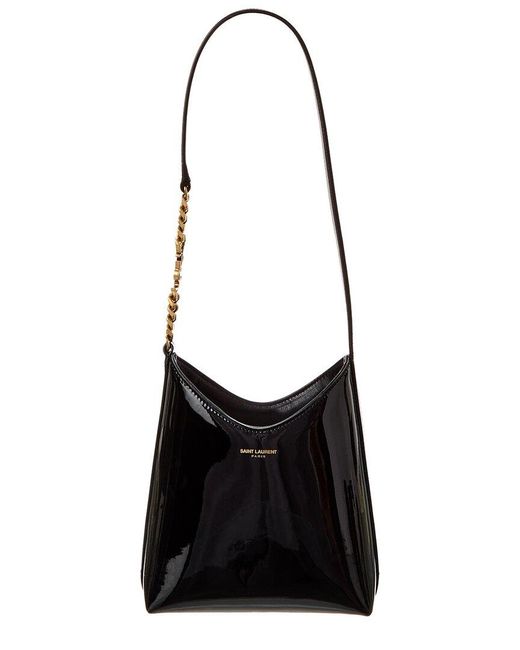 Saint Laurent Black Patent Leather Mini Hobo Bag