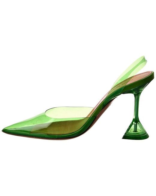 AMINA MUADDI Green Holli Glass Vinyl Slingback Pump