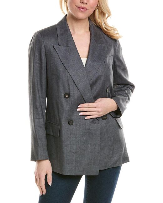 Peserico Gray Linen & Wool-blend Jacket