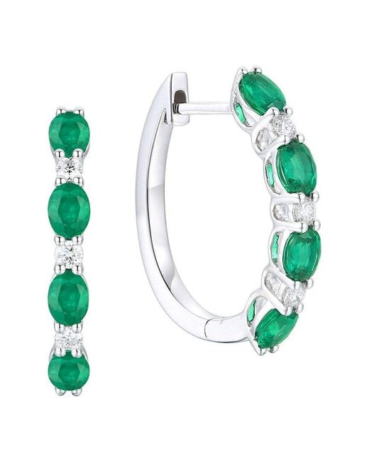 Gregg Ruth Green 14K 1.44 Ct. Tw. Diamond & Emerald Huggie Earring