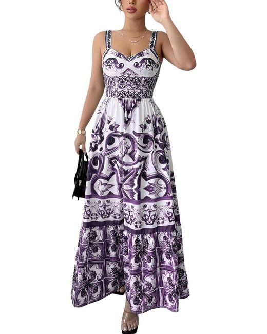 Linda Charm Purple Sleeveless Maxi Dress