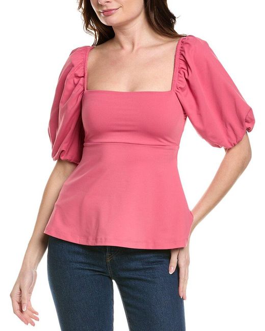 Susana Monaco Red Puff Sleeve Top