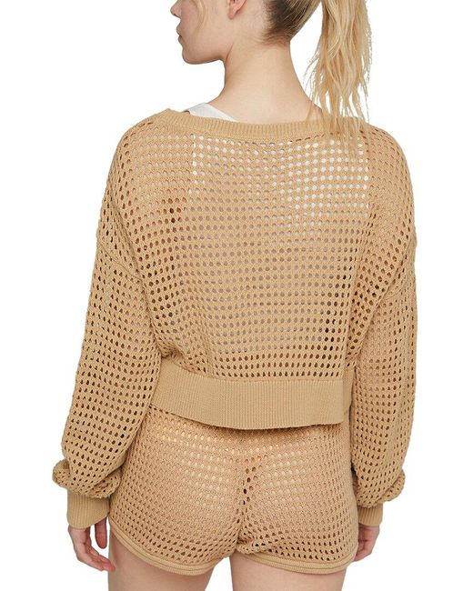 IVL COLLECTIVE Natural Knit Mesh Cropped Pullover