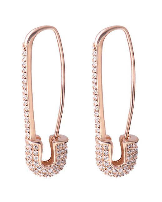 Gabi Rielle Metallic Cz Sapphire Safety Pin Pave Earrings