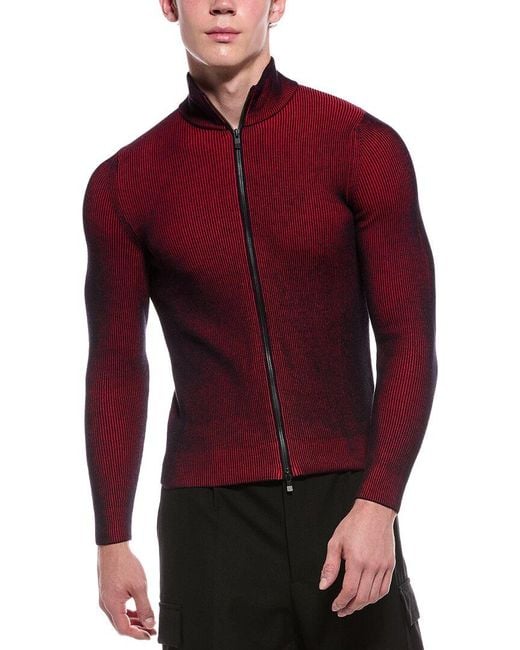 Slowear Red Wool-Blend Ribbed Zip Jacket for men