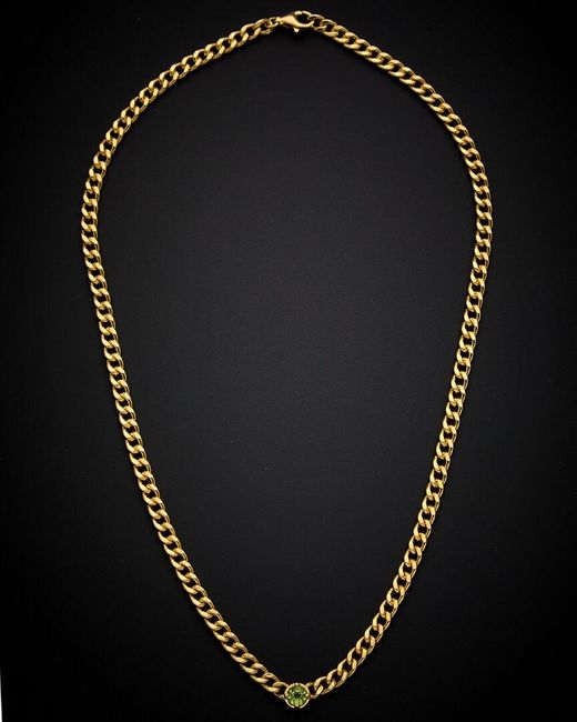 Italian Gold Over Silver Black 14K Gemstone Necklace