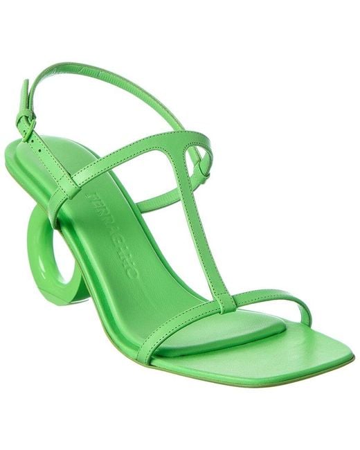 Ferragamo Green Elina Leather Sandal