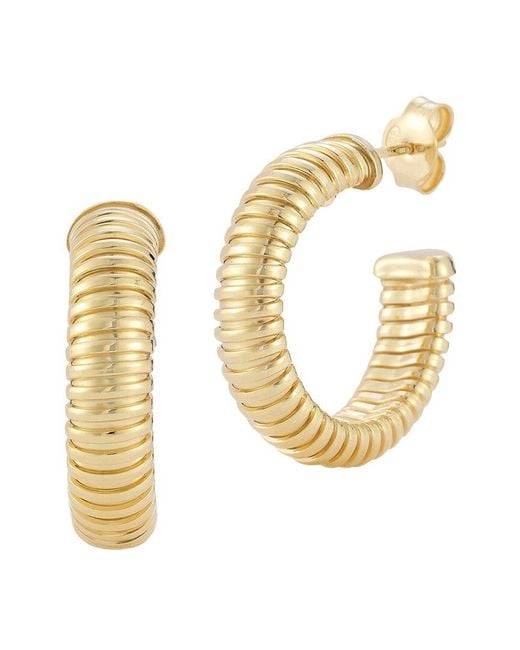 Chloe and Madison Metallic 18k Over Silver Tubogas Hoops