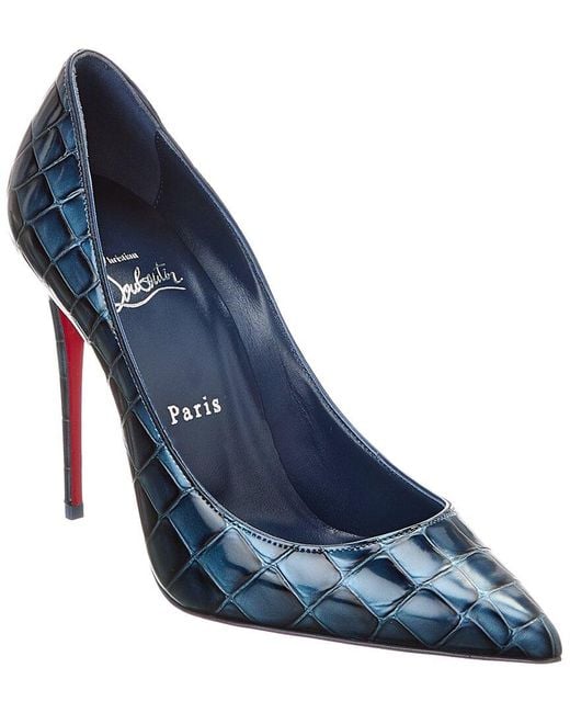 Christian Louboutin Blue Kate 100 Alligator-Embossed Leather Pump