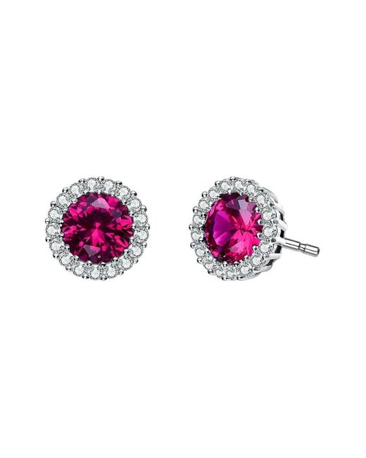Rachel Glauber Pink Silver Cz Studs
