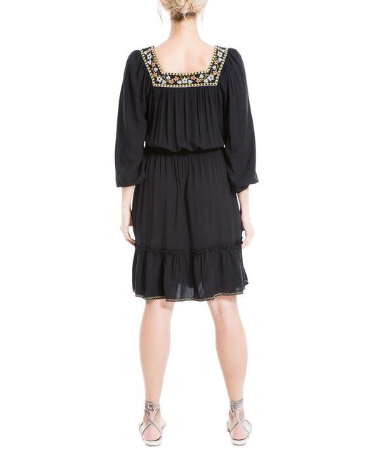 Max Studio Black Embroidered Short Dress