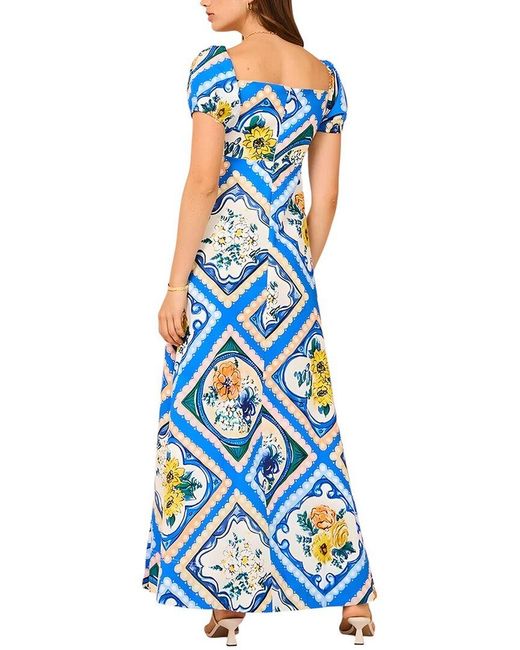Esea Blue Linen-Blend Maxi Dress