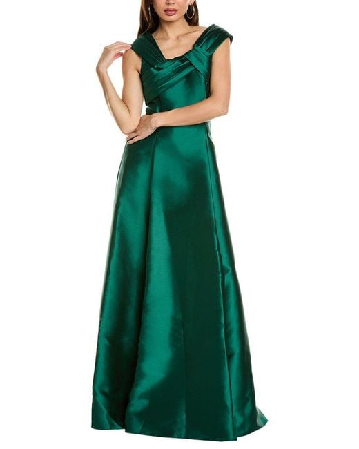 Alberta Ferretti Green Silk-Blend A-Line Gown