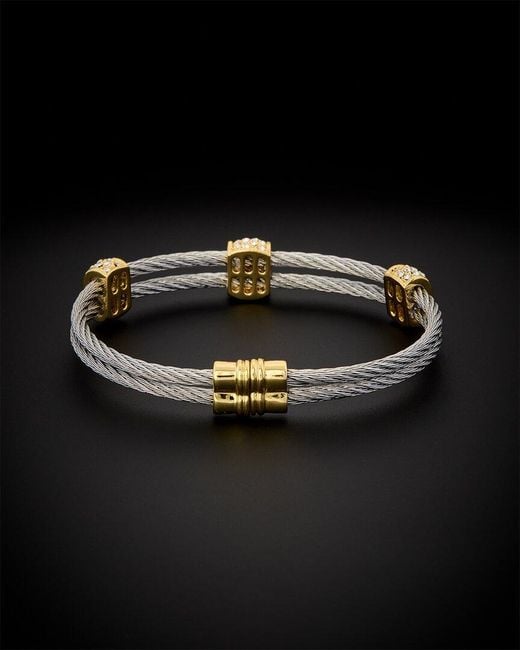 Juvell Black 18k Plated Cz Twisted Mesh Bangle Bracelet