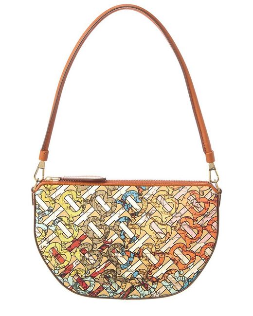 Burberry Olympia Monogram Leather Shoulder Bag in Metallic Lyst