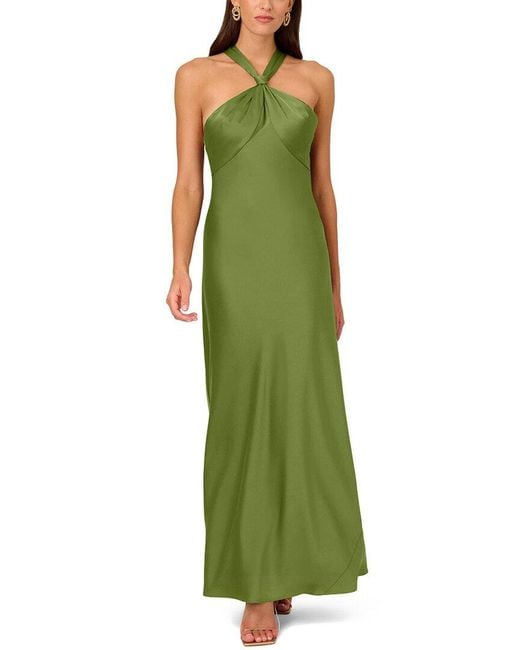 Liv Foster Green Satin Mermaid Gown
