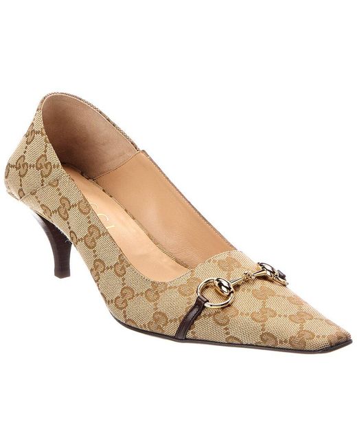 Gucci Natural Vittioria Gg Supreme Canvas & Leather Pump