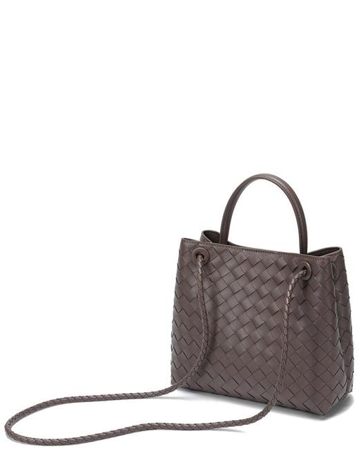 Tiffany & Fred Paris Gray Hand-Woven Leather Messenger Bag