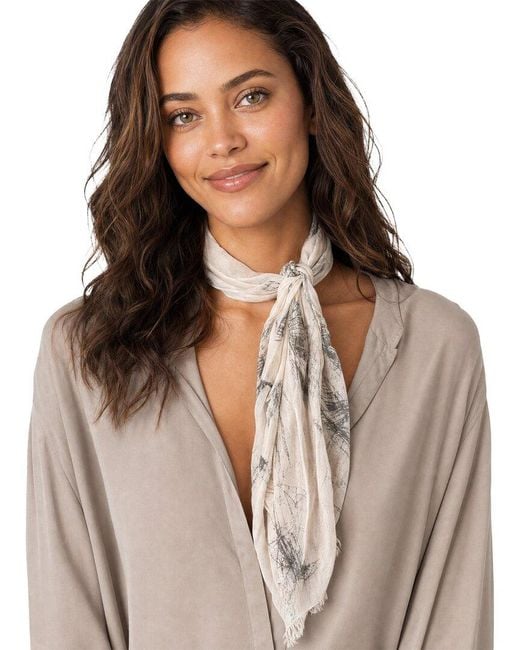 Blue Pacific Brown Floral Sketch Neckerchief
