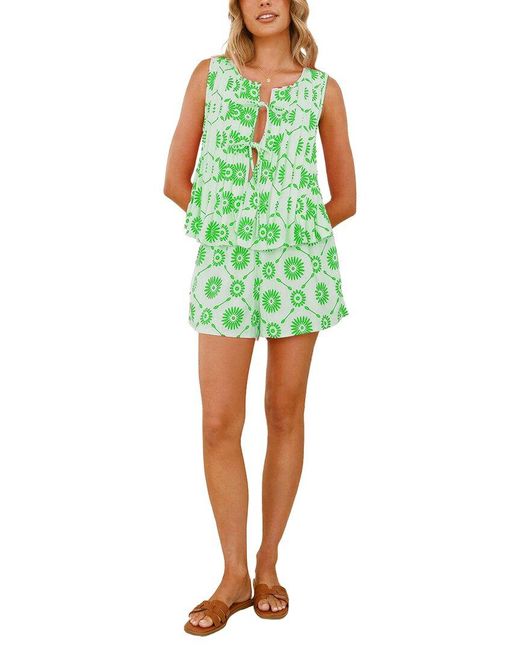 LEON GORI Green Leon 2Pc Top & Short Set
