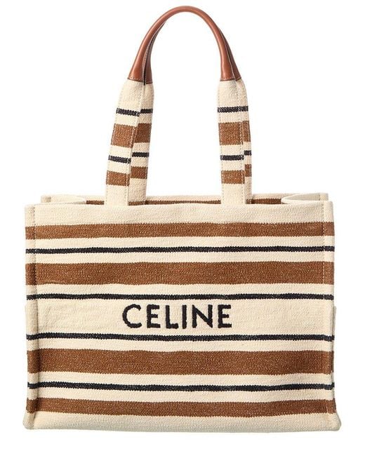 Céline Natural Cabas Thais Large Striped Tote