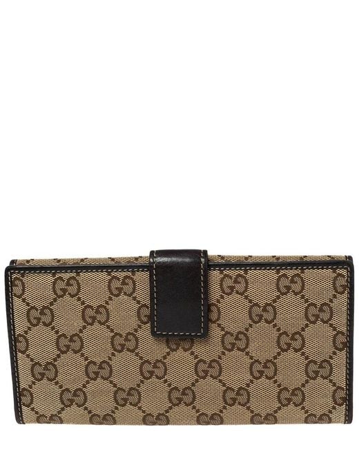 Gucci Brown GG Canvas & Leather Continental Wallet