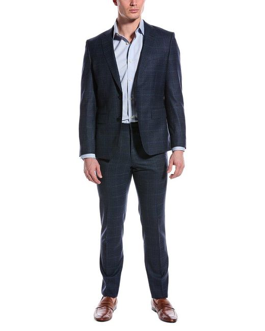 Boss Blue 2pc Slim Fit Wool Suit for men