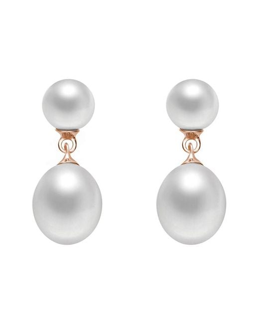 Genevive Jewelry White 18k Rose Gold Vermeil 8.75mm Pearl Earrings