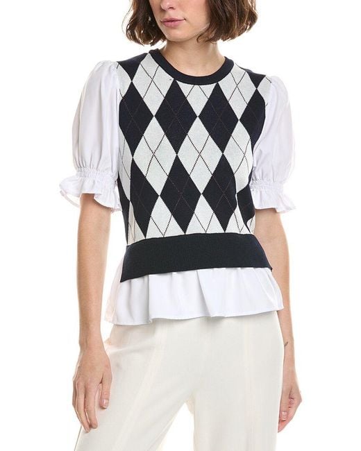 Nanette Lepore White Mixed Media Top