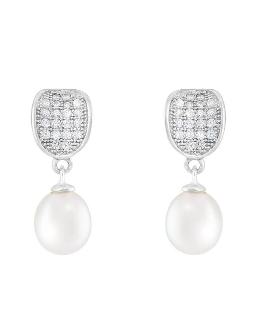 Splendid White Silver 7-8mm Pearl Earrings