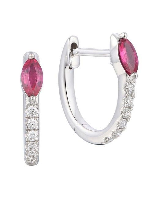 Gregg Ruth Pink 14K 0.40 Ct. Tw. Diamond & Ruby Huggie Earring