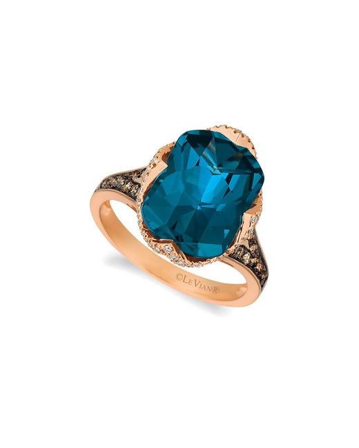 Le Vian 14k Strawberry Gold® 7.37 Ct. Tw. Diamond & London Blue Topaz Ring