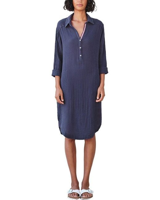 Sundry Blue Shirttail Midi Dress
