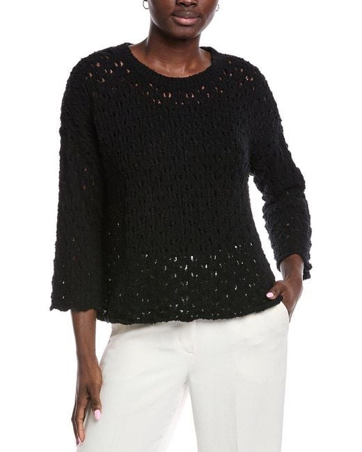 Eileen Fisher Black Fluff Cashmere-Blend Top