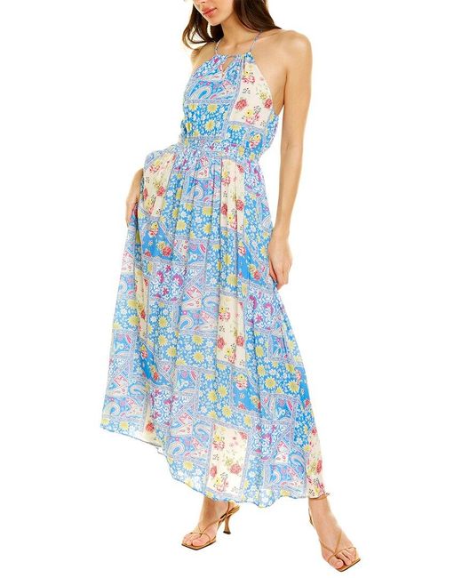 CELINA MOON Synthetic Maxi Dress in Blue - Save 1% | Lyst