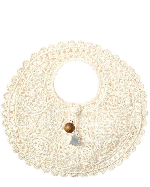 Jacquemus Metallic Spiaggia Small Raffia Round Tote