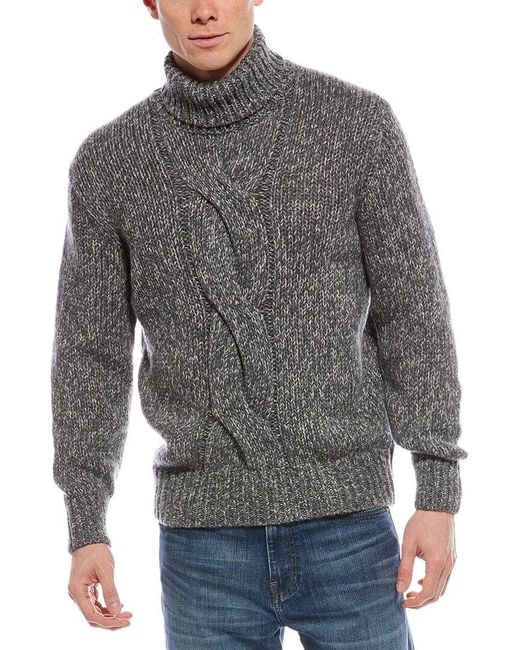 Brunello Cucinelli Gray Cashmere Turtleneck Sweater for men